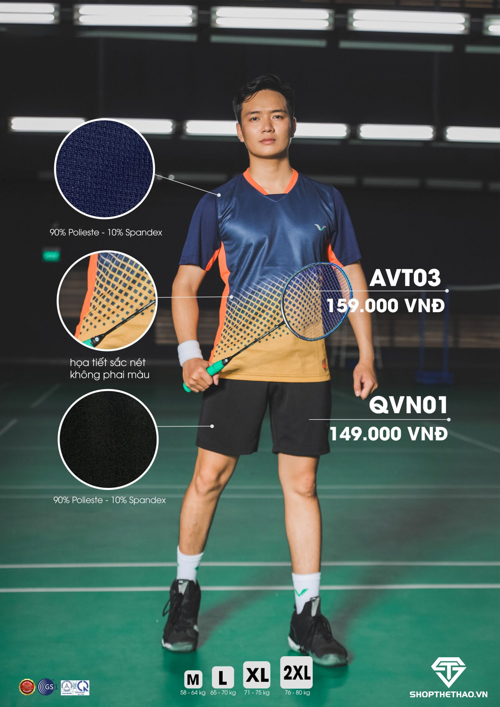 Áo Cầu Lông Nam Nữ AVT03 Vina Authentic Co Giãn Đa Chiều 02