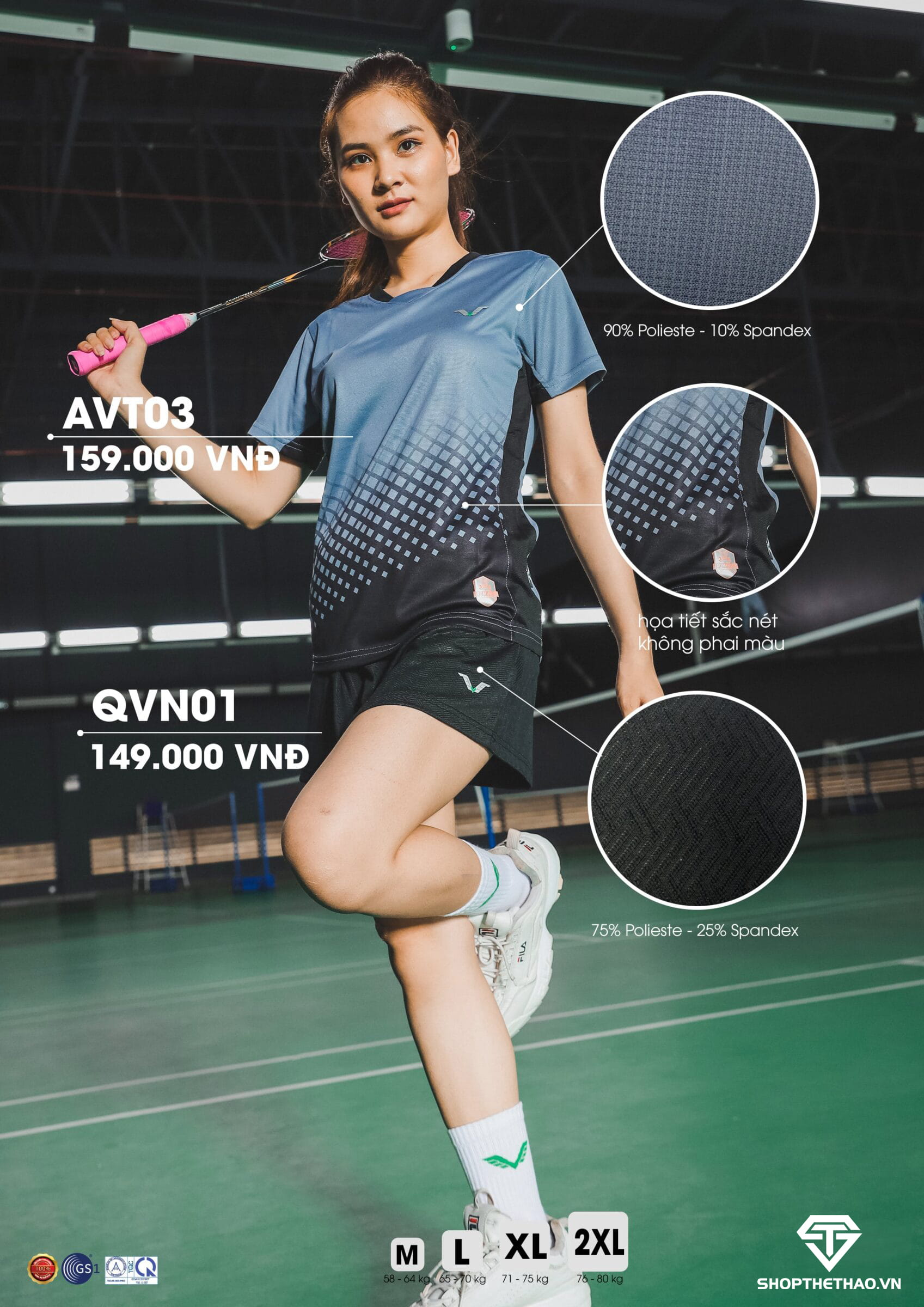 Áo Cầu Lông Nam Nữ AVT03 Vina Authentic Co Giãn Đa Chiều 05