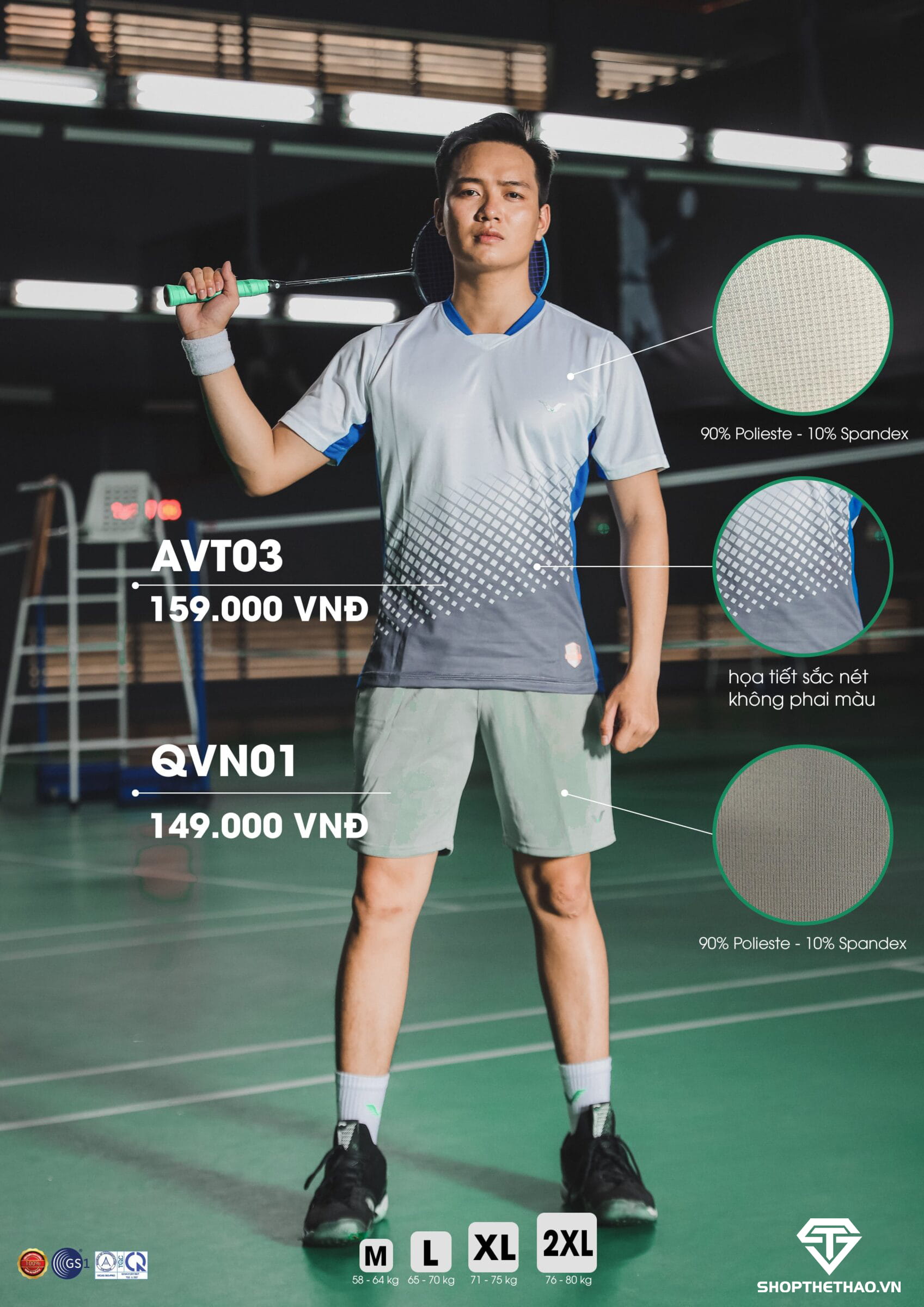 Áo Cầu Lông Nam Nữ AVT03 Vina Authentic Co Giãn Đa Chiều 07