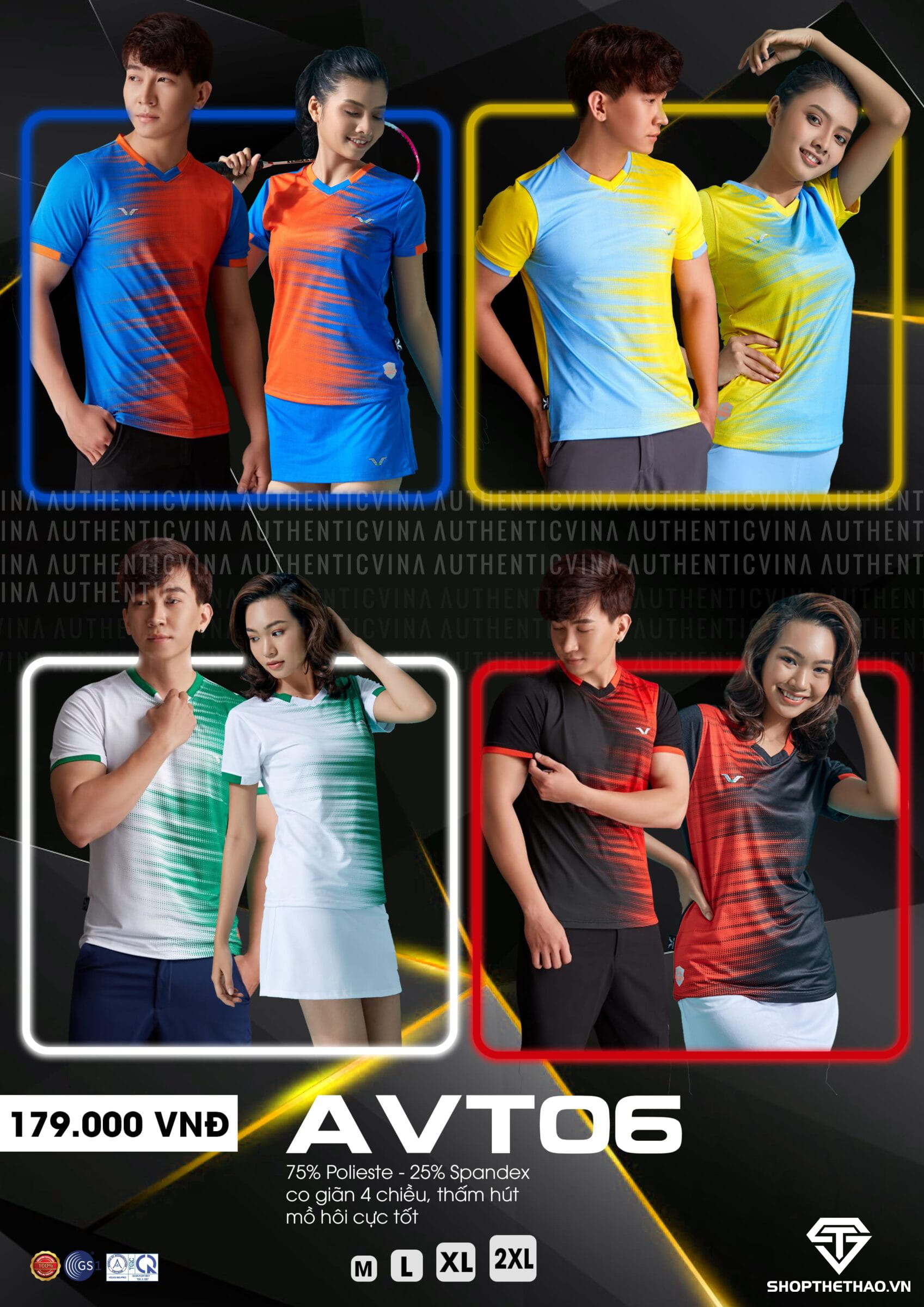Áo Cầu Lông Nam Nữ AVT06 Co Giãn Đa Chiều, Thấm Hút Cực Nhanh 02