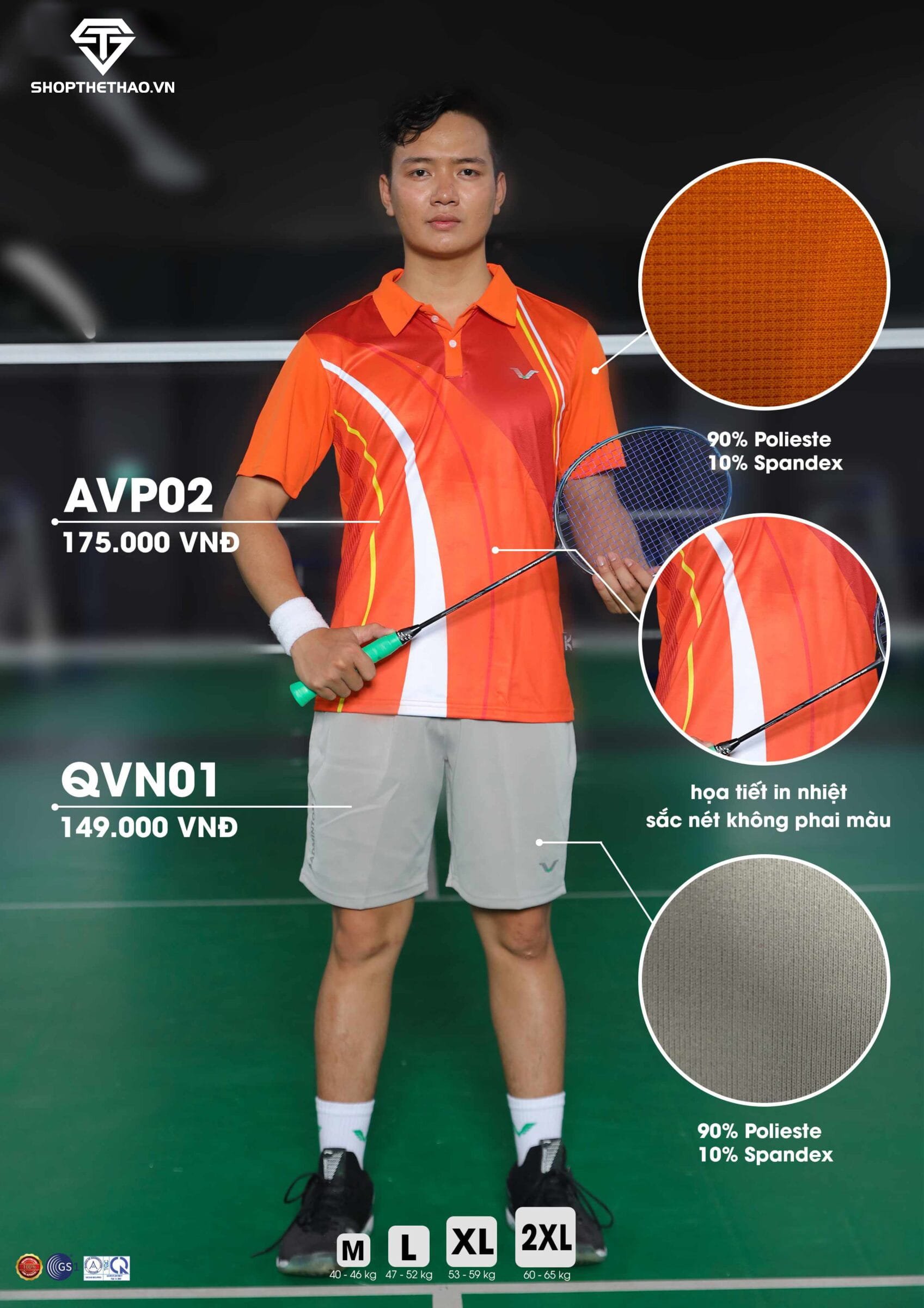 Áo Cầu Lông Thể Thao Nam Nữ Có Cổ AVP02 – Đam Mê Bất Tận 02