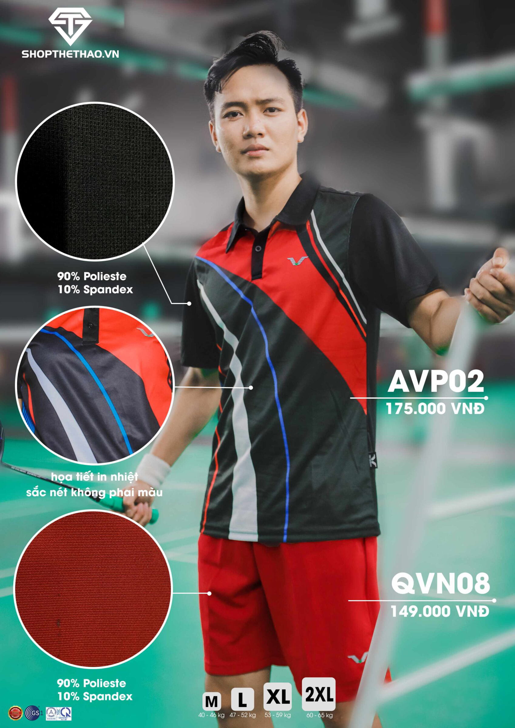 Áo Cầu Lông Thể Thao Nam Nữ Có Cổ AVP02 – Đam Mê Bất Tận 04