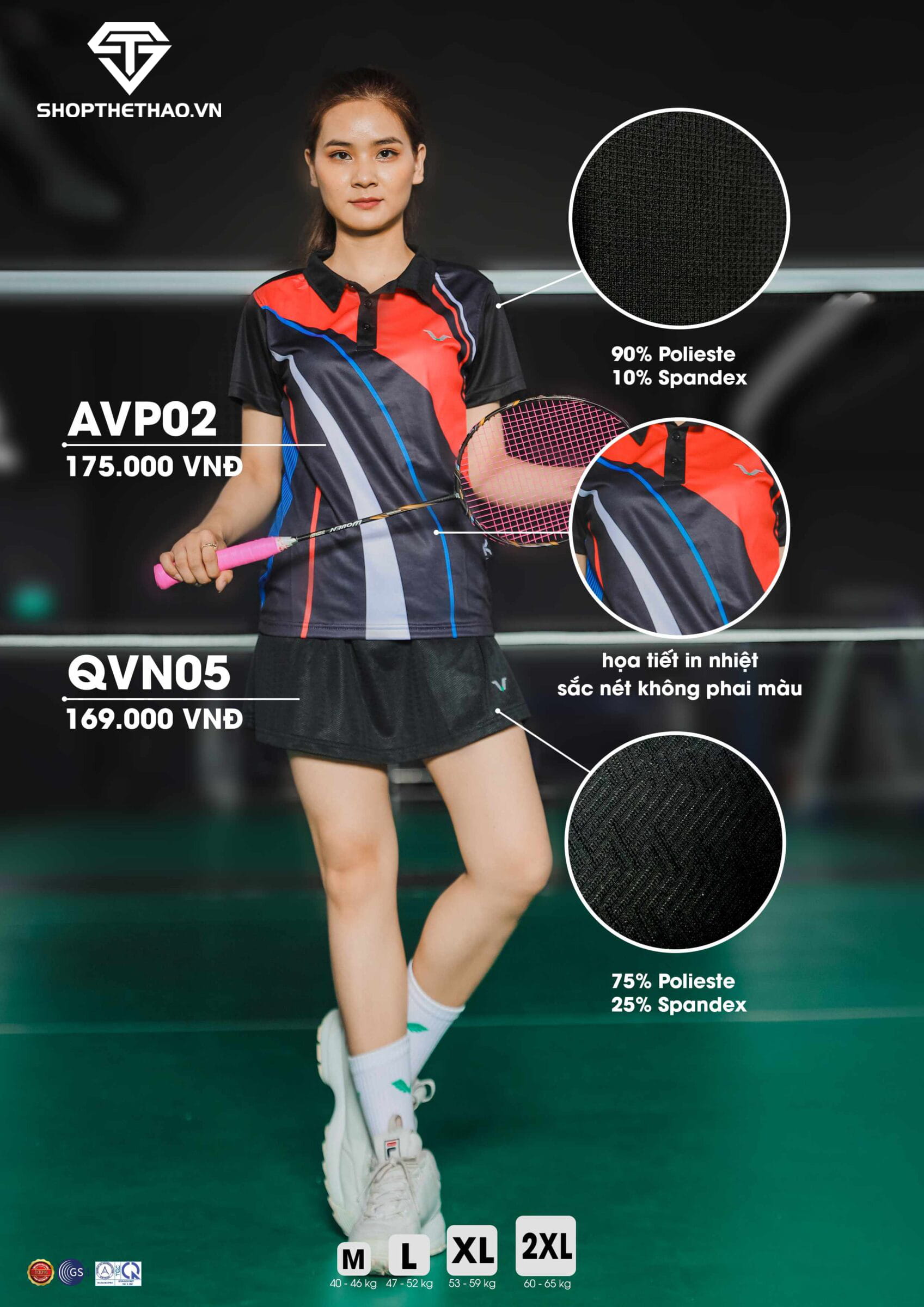 Áo Cầu Lông Thể Thao Nam Nữ Có Cổ AVP02 – Đam Mê Bất Tận 05