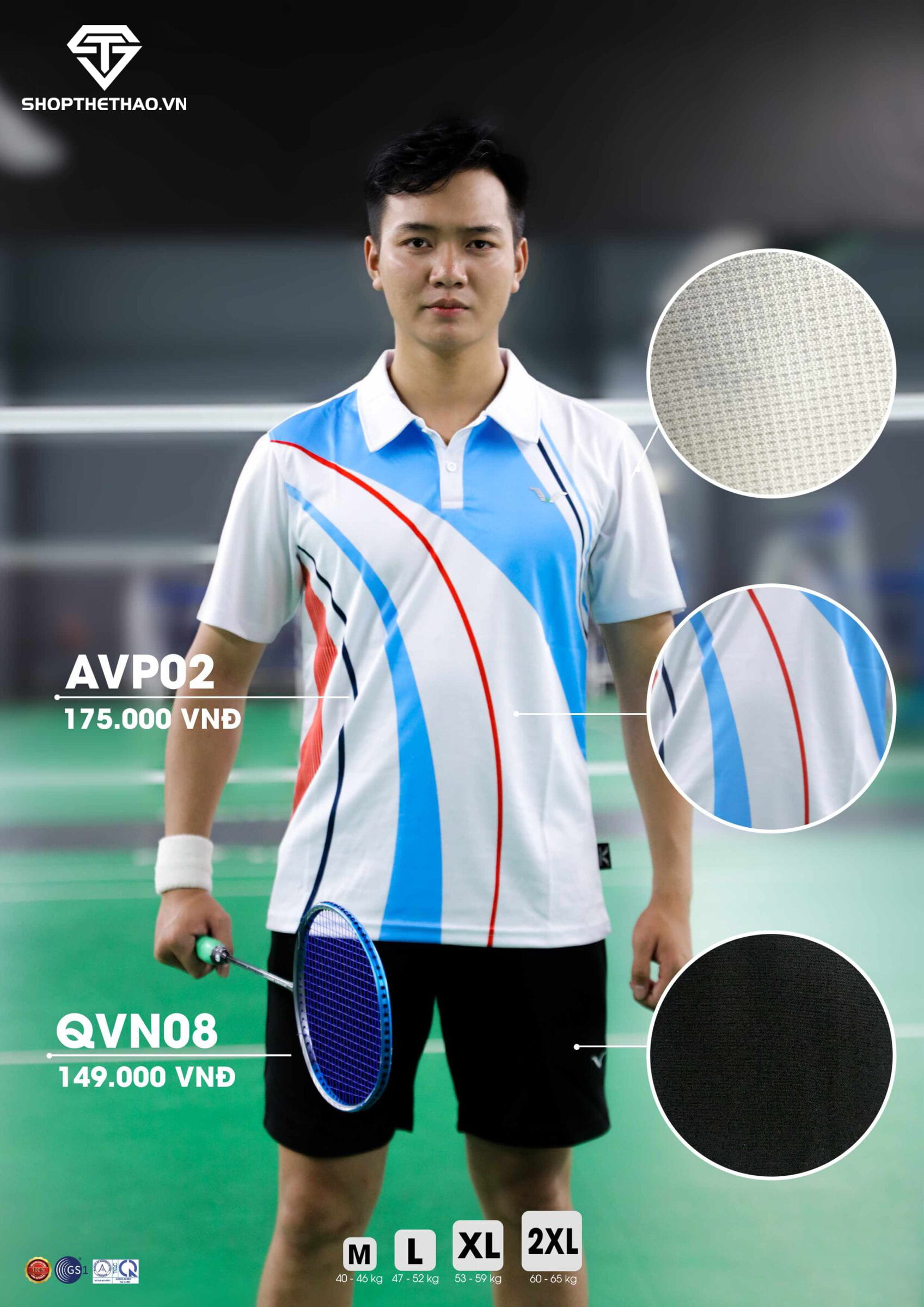 Áo Cầu Lông Thể Thao Nam Nữ Có Cổ AVP02 – Đam Mê Bất Tận 08