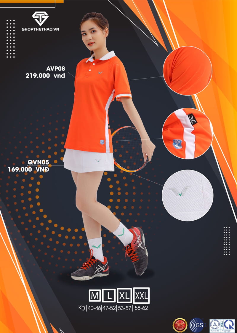 Áo Cầu Lông, Tennis Nữ AVP08 Cổ Trụ Cao Cấp – Phong Cách Cuốn Hút 01