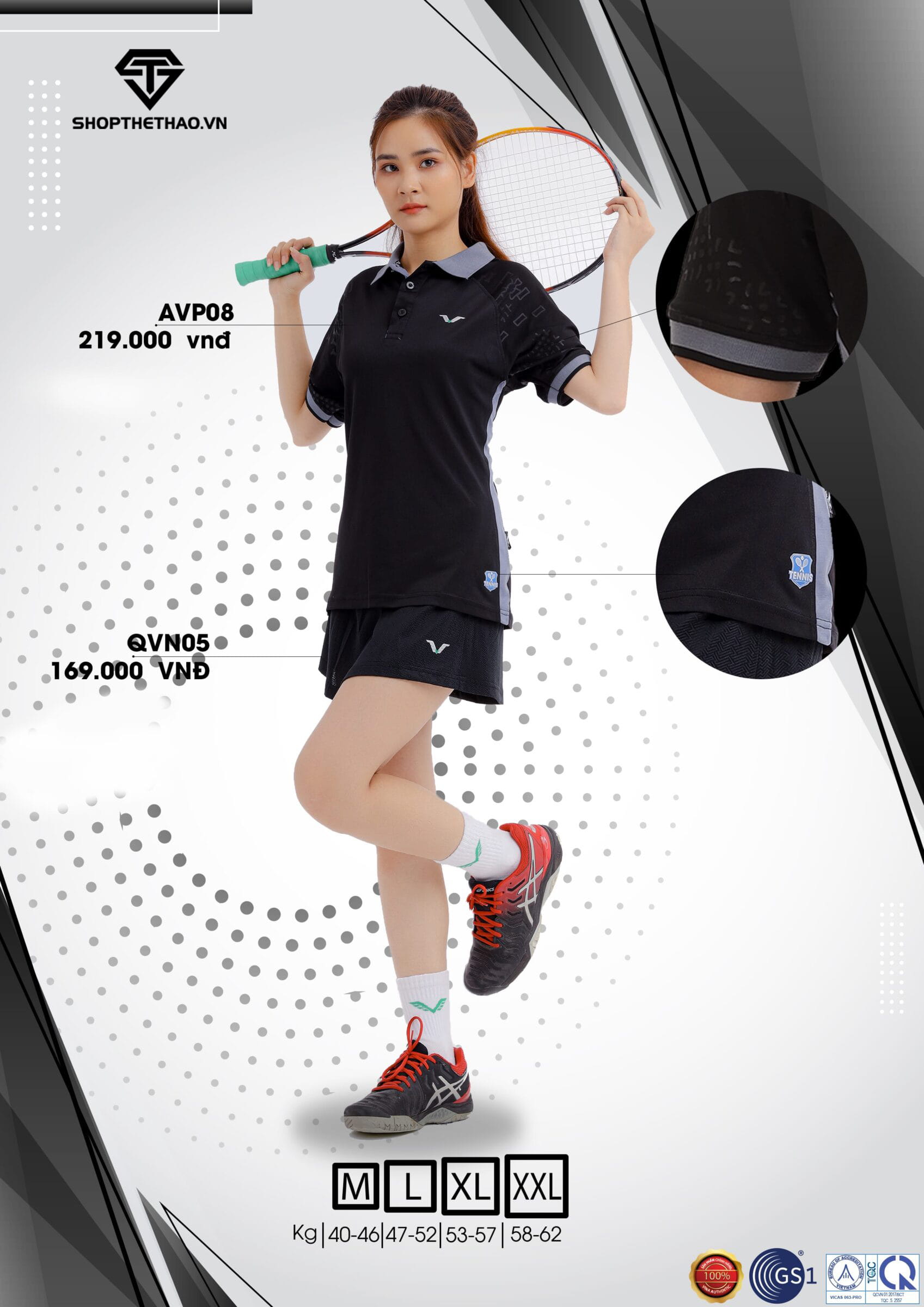 Áo Cầu Lông, Tennis Nữ AVP08 Cổ Trụ Cao Cấp – Phong Cách Cuốn Hút 02