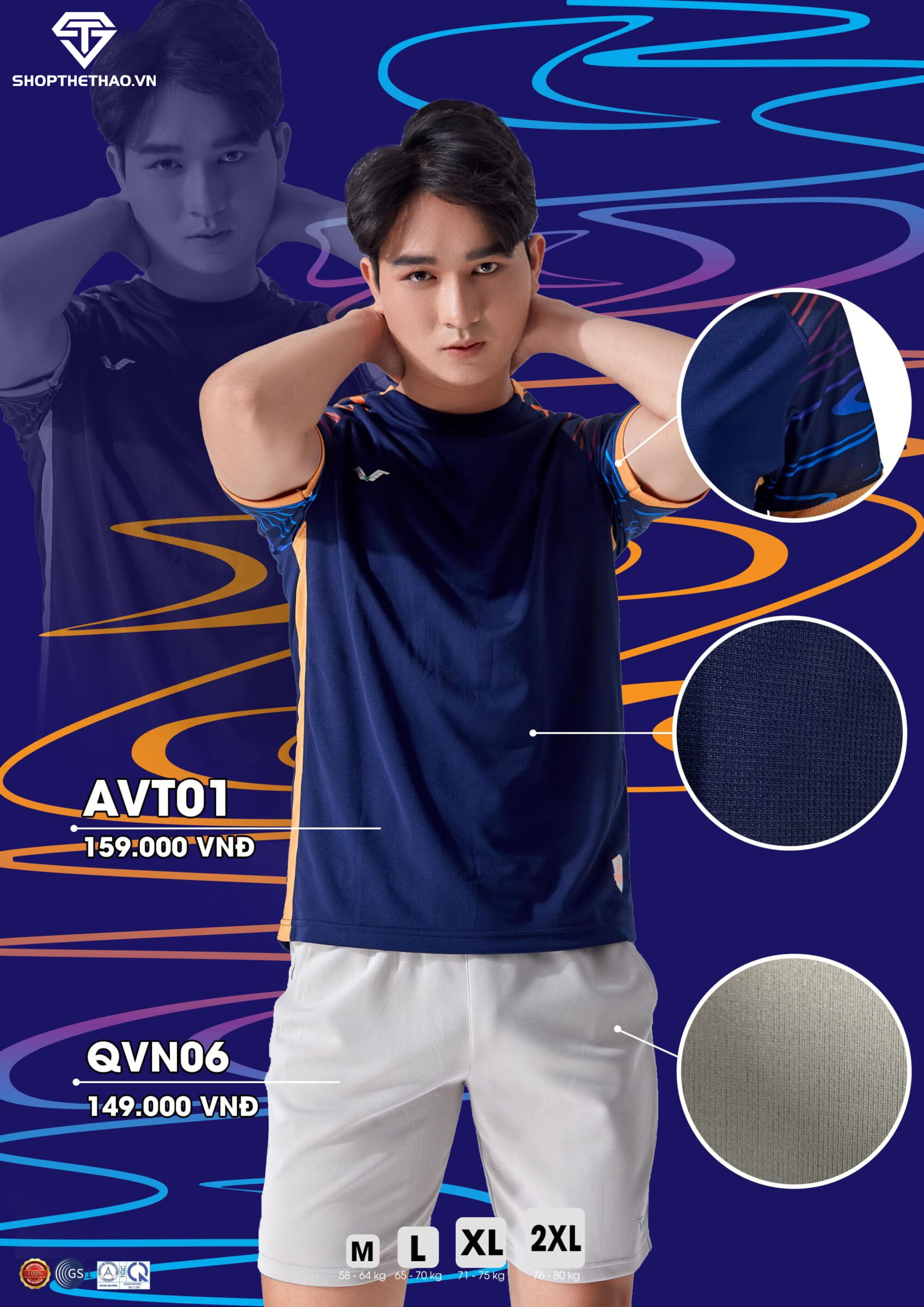 Áo Cầu Lông, Tennis Nam Nữ AVT02 COUPLE - Vina Authentic Chính Hãng 03