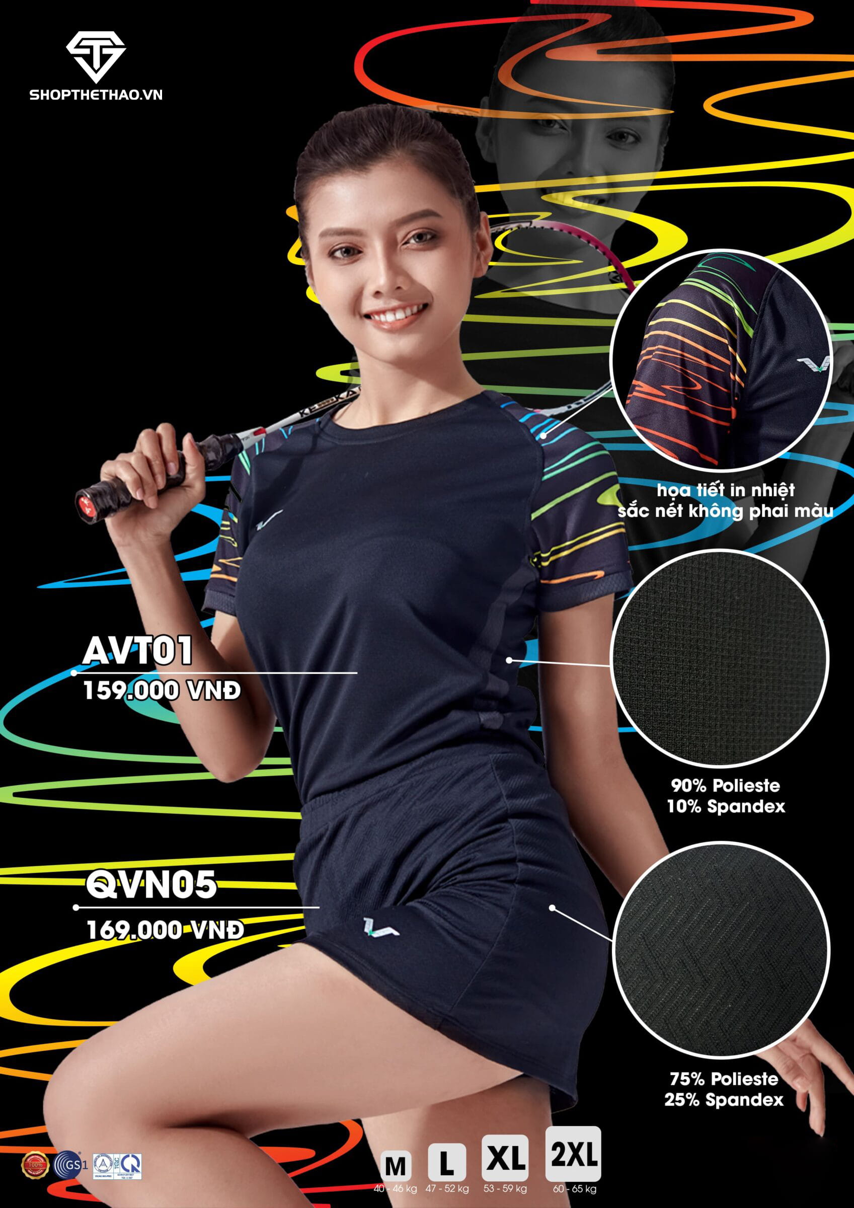 Áo Cầu Lông, Tennis Nam Nữ AVT02 COUPLE - Vina Authentic Chính Hãng 06