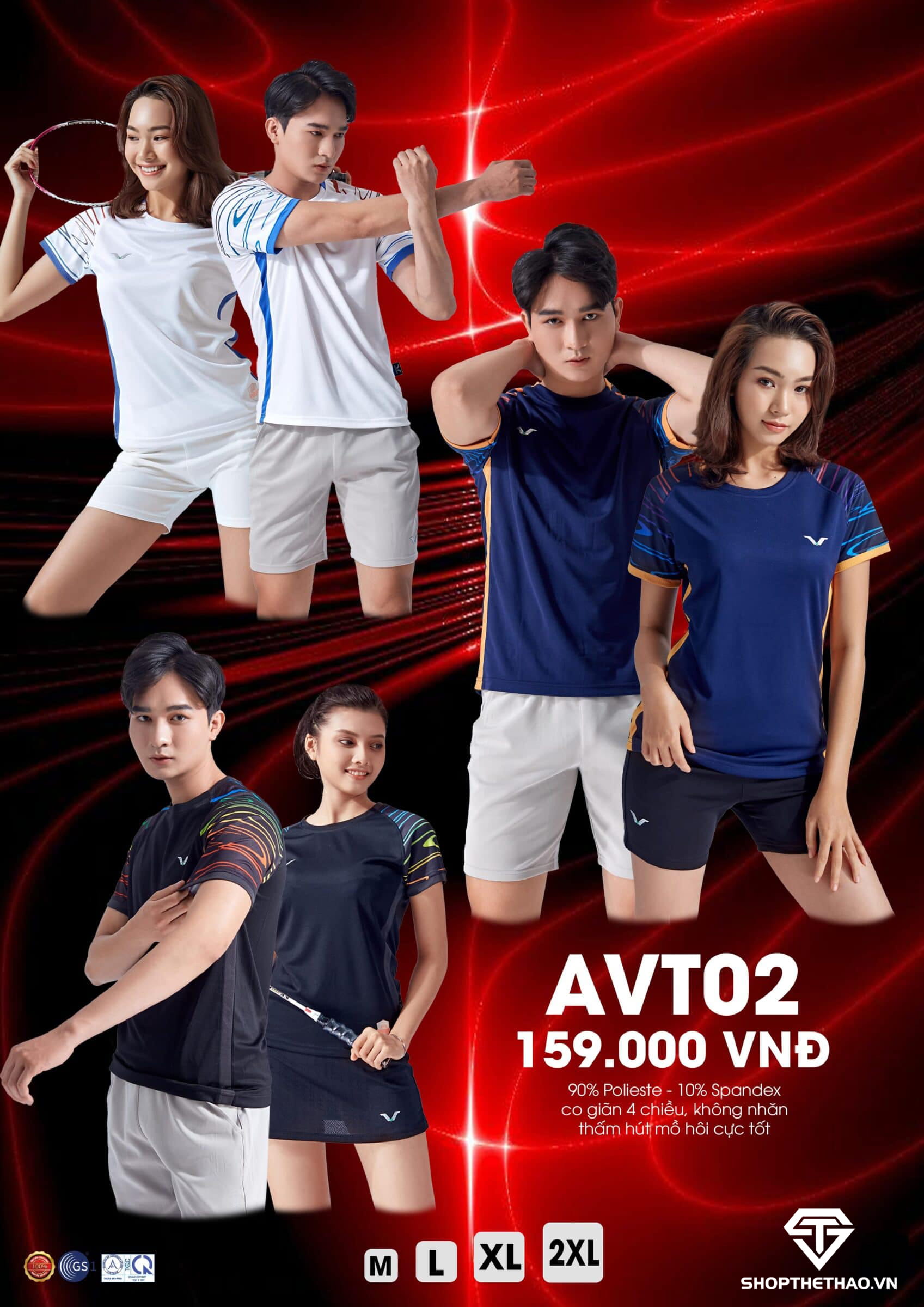 Áo Cầu Lông, Tennis Nam Nữ AVT02 COUPLE - Vina Authentic Chính Hãng 08