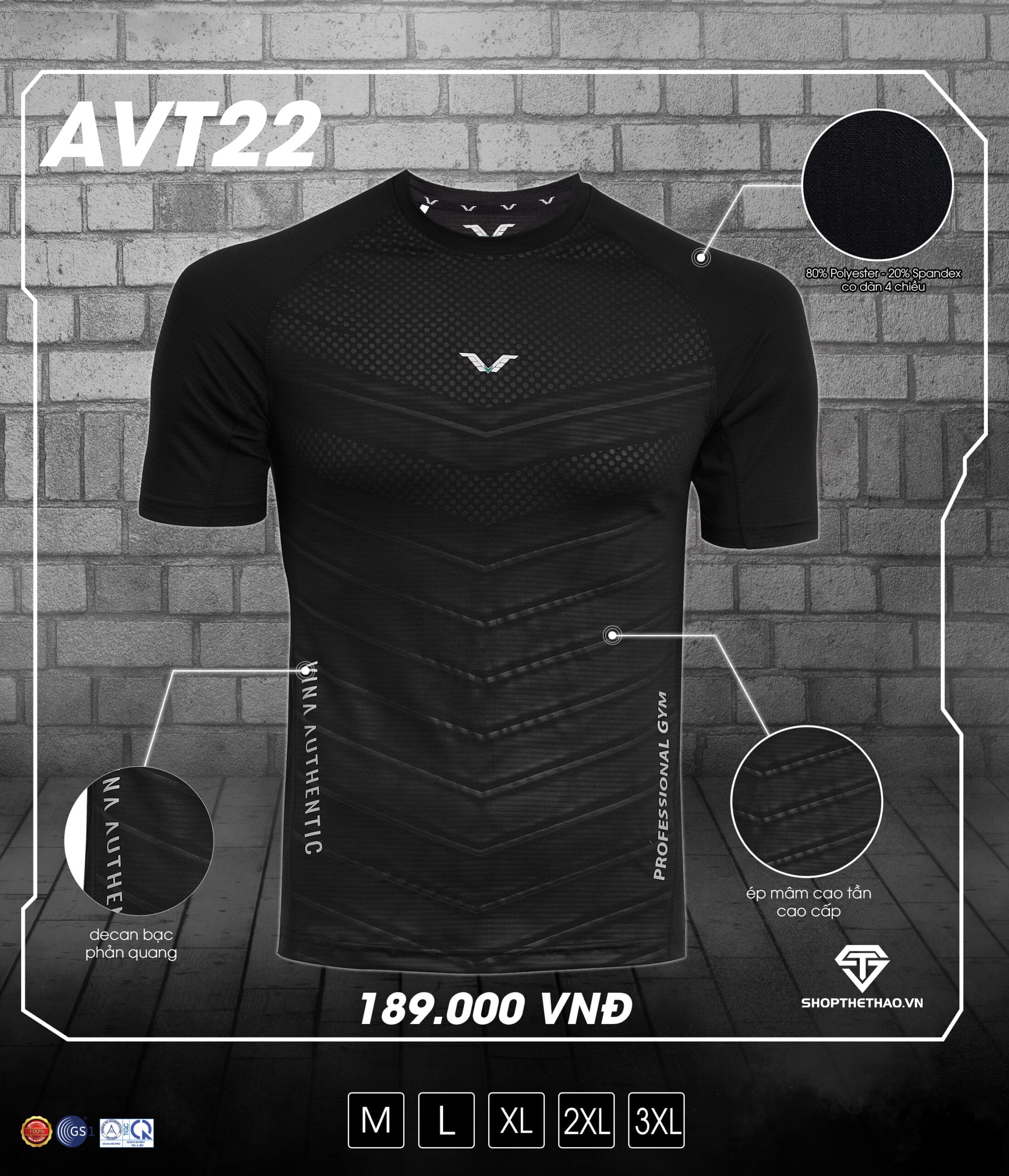 Áo Tập GYM AVT22 Chính Hãng Vina Authentic 02