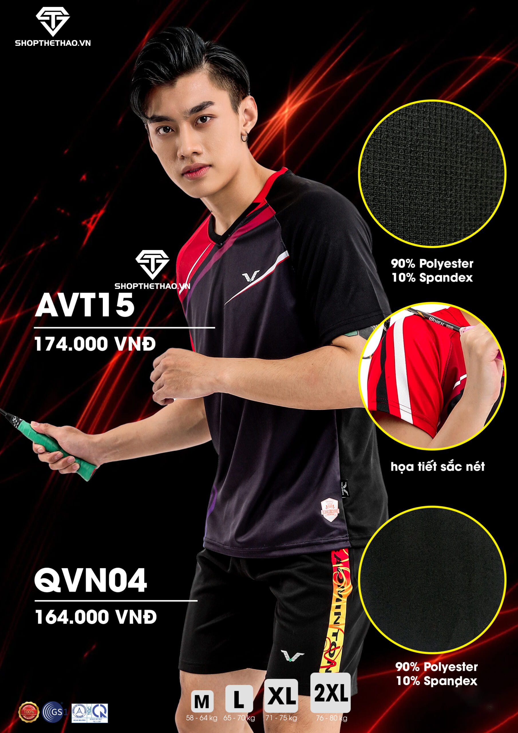 Áo Cầu Lông Thể Thao Nam Nữ AVT15 Đạt Tiêu Chuẩn Quốc Tế 02