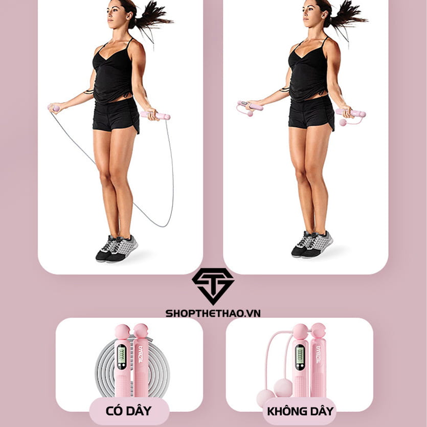 Dây Nhảy Thể Thao Không Dây Có Bộ Đếm Điện Tử DN01 02